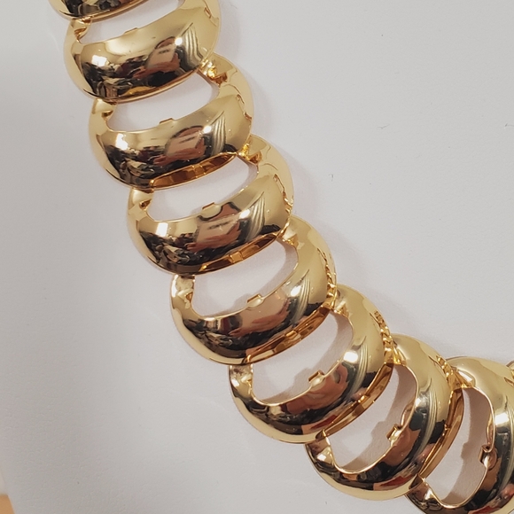 Anthropologie Gold Tone Ladder Link Collar Necklace 90s Elegant Minimalist NWT - Picture 9 of 16